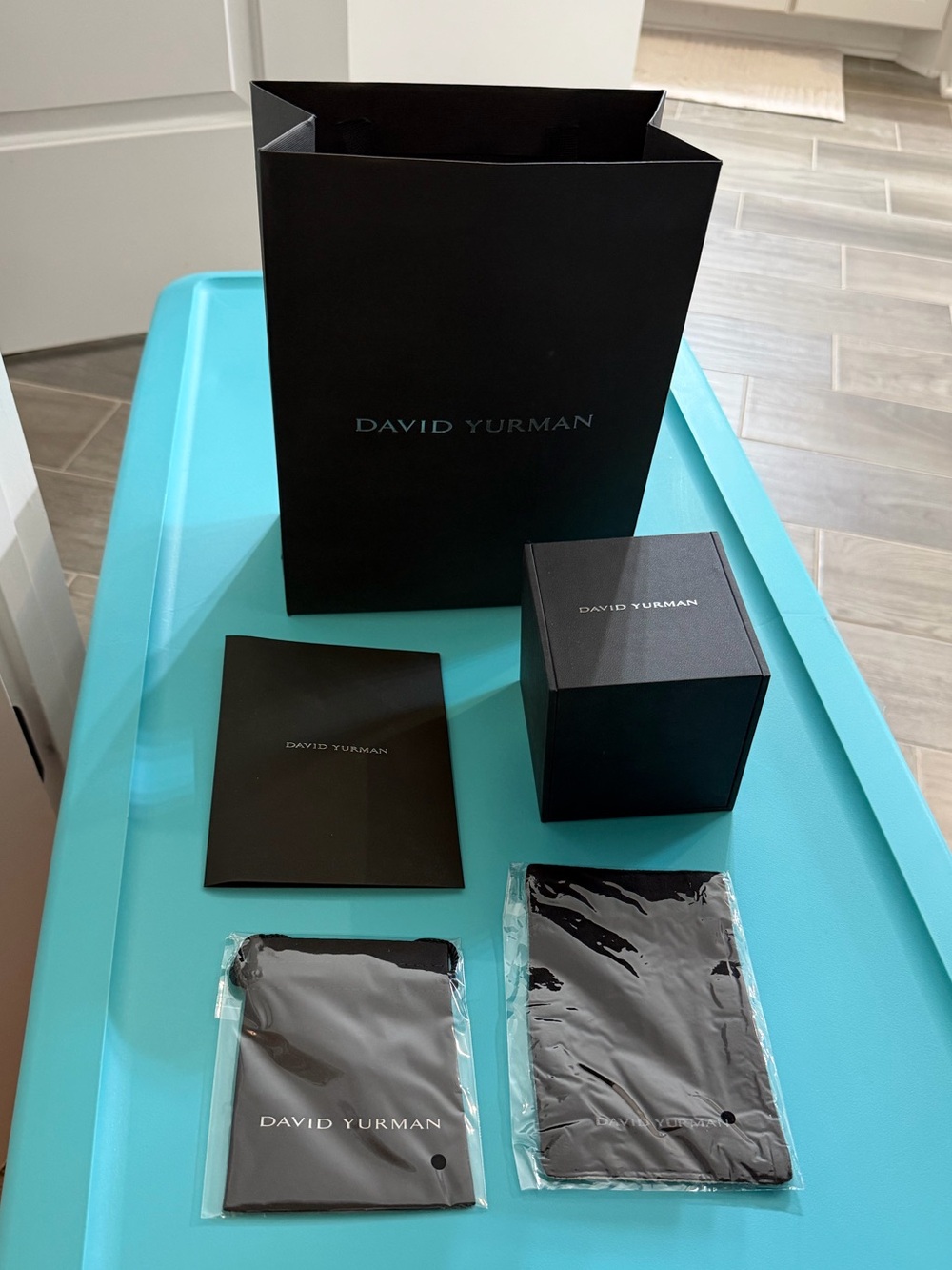 David Yurman Black Branded Gift Bag, Box & Pouches
